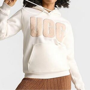 UGG Cream Hoodie with Bold Tan Logo